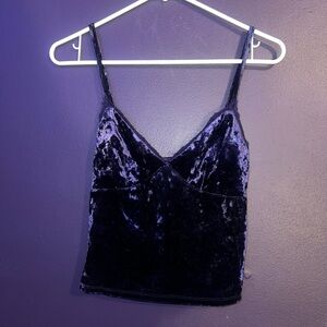 dark purple velvet tank crop top